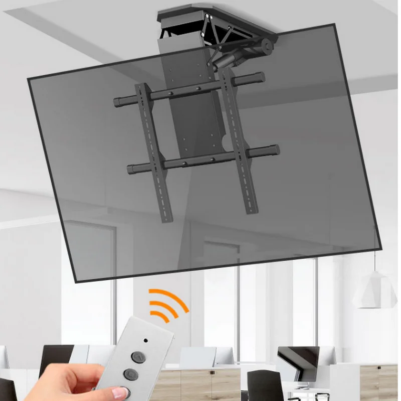 32-85inch take 80KG TV Wall Mount Motorized Ceiling TV lift 0-85° Hidden Motorized Drop Down Flip Down TV Roof Ceiling Mount