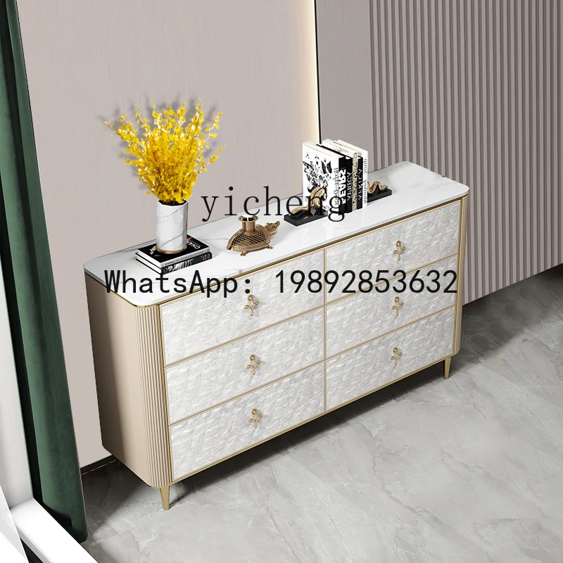 light luxury rock slab shell drawer chest cabinet solid wood living room porch locker bedroom cabinet storage cabinet