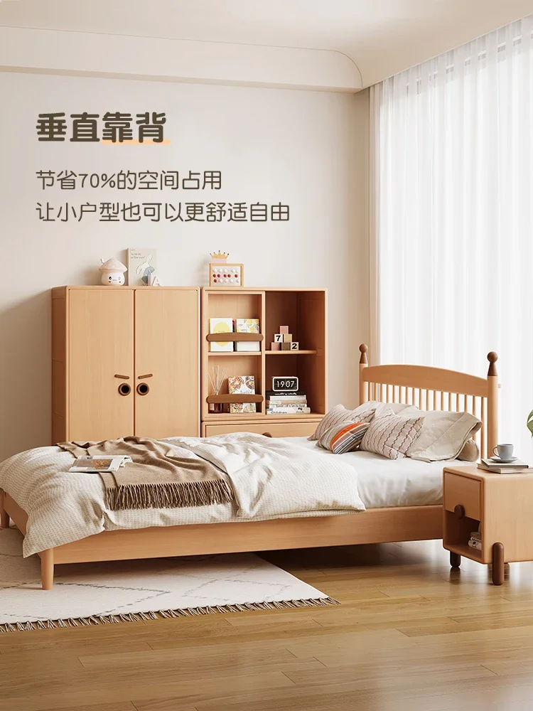 

Детская кровать из массива дерева в скандинавском стиле по индивидуальному заказу, односпальная кровать для спальни, простая японская кровать для мальчиков и девочек