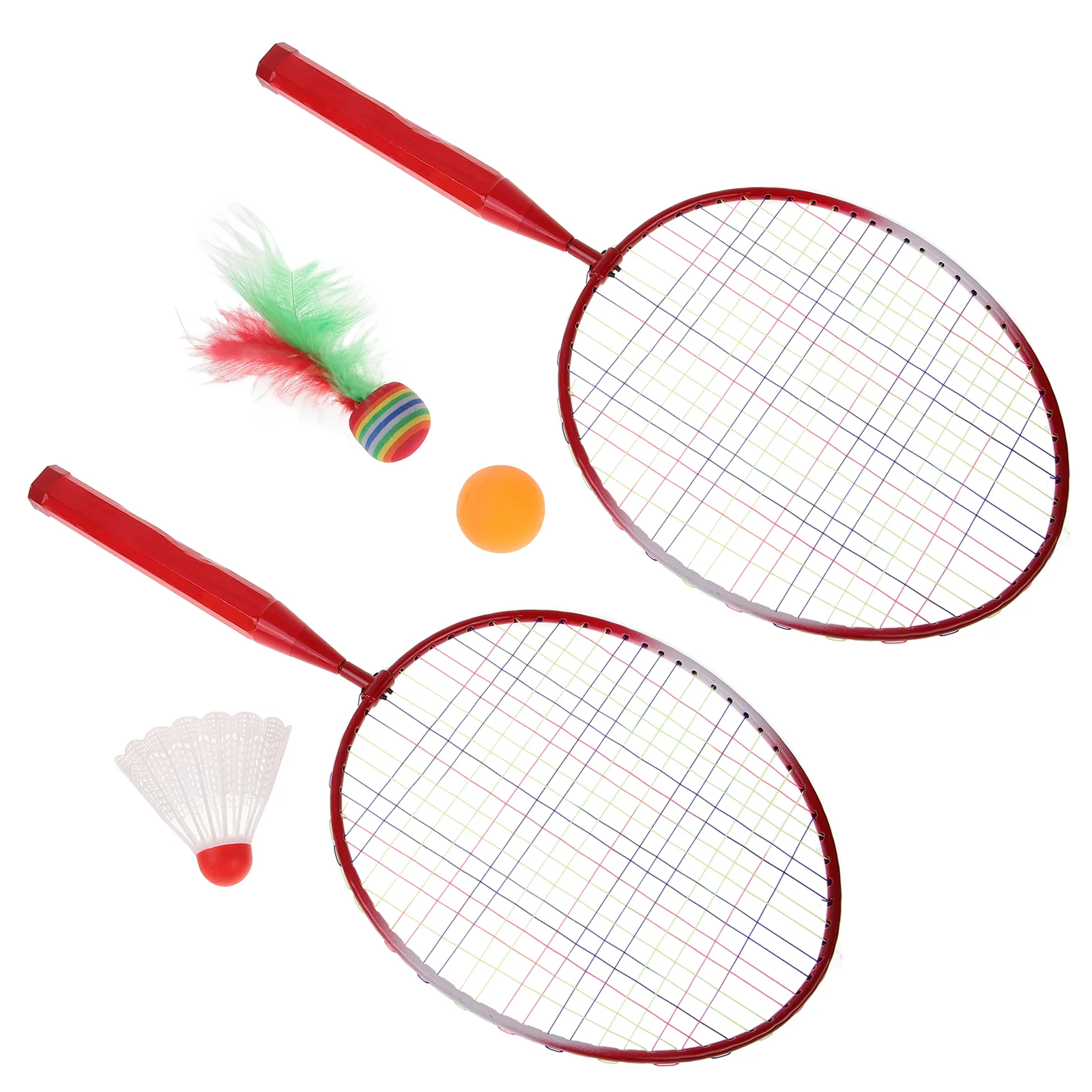 1 Set Colored Badminton Racket Beginner Training Outdoor Sports Leisure Toys Badminton Set for Kids Children Playing (Pink)