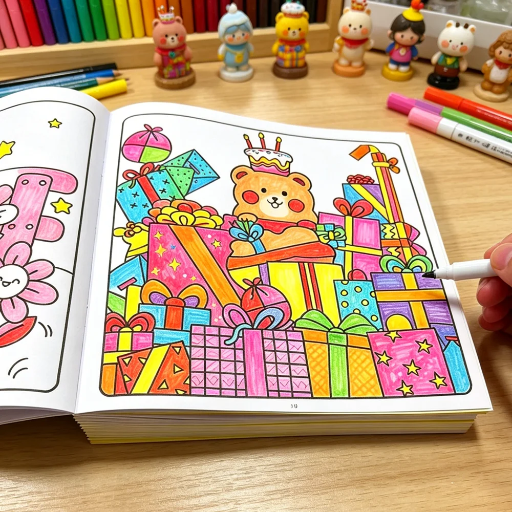 Cozy Friends Cute Animal Coloring Book 24 Pages Comfy Beach Scene Art Pages Relaxing Stress Relief Activity Book for Kids