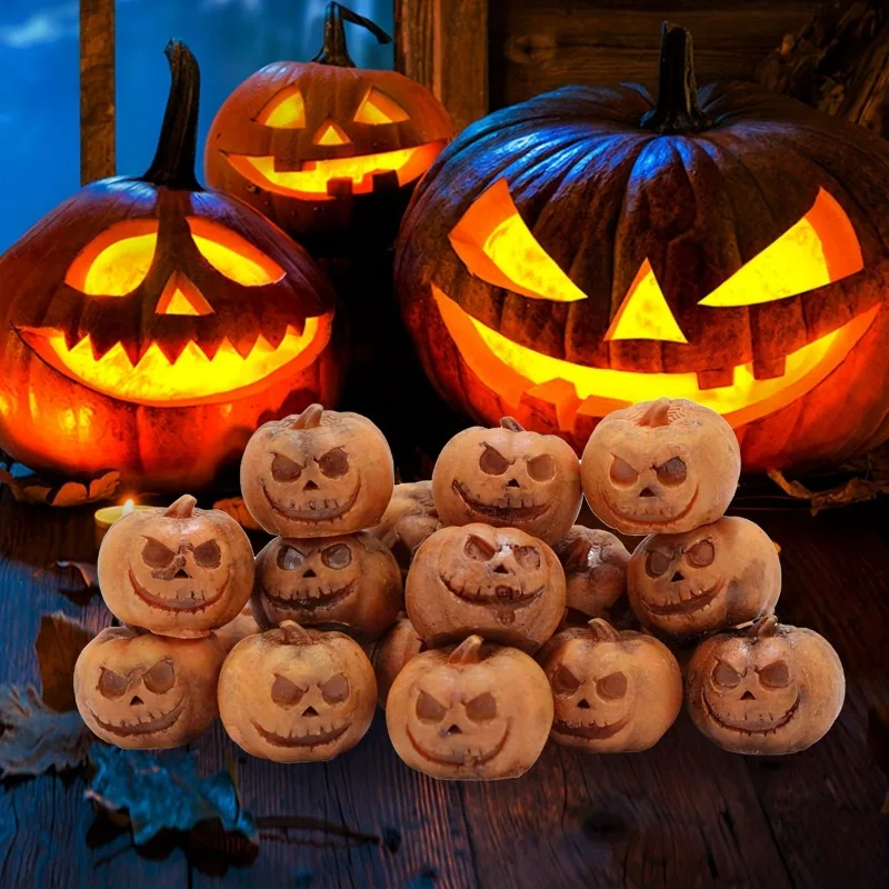 20 stücke Miniatur Harz Kürbisse Und Schädel Für Dekorieren Halloweenparty Geschenke Handwerk Diy 3d Hause Horror Topfpflanze Dekoration