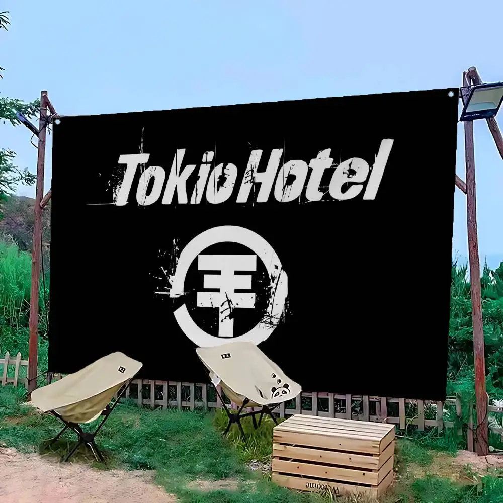 T-Tokio H-Hotel Band Cartoon Flag Art Science Fiction Room Home Decor Wall Hanging Home Decor Banner