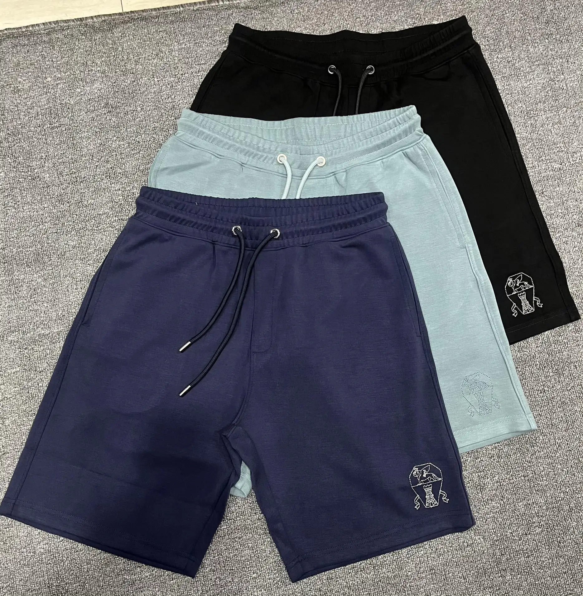 BILLIONAIRE SIJITONGDA 2024 New Shorts, Bamboo Knot Wrinkled Cotton Fabric Style: 6605-black, Gray Blue, T Size: M To 4XL