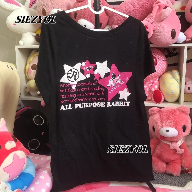 Summer Subculture Sweet Girls Punk Style Black Short-sleeved T-shirt Two-dimensional Cute Round Neck Versatile Cotton Tops