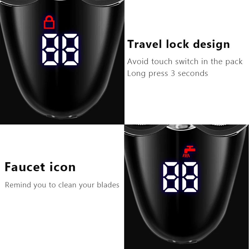 Barbeador elétrico para homens cabeça careca display led nariz aparador de pêlos barba clippers escova de limpeza facial usb recarregável