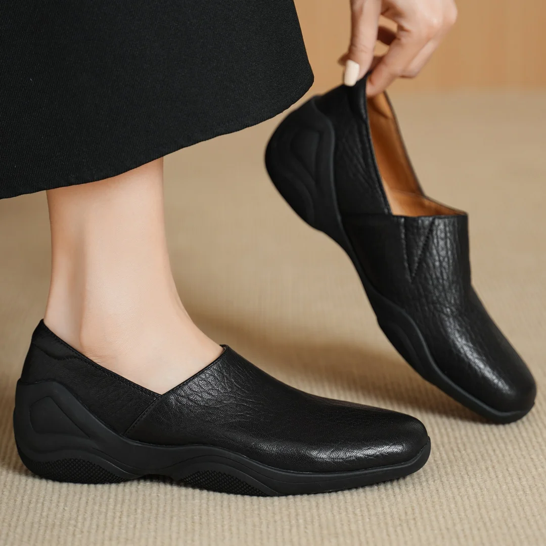 

danxuefei women's sheepskin square toe slip-on flats loafers high quality soft comfortable casual espadrilles sneakers walk shoe