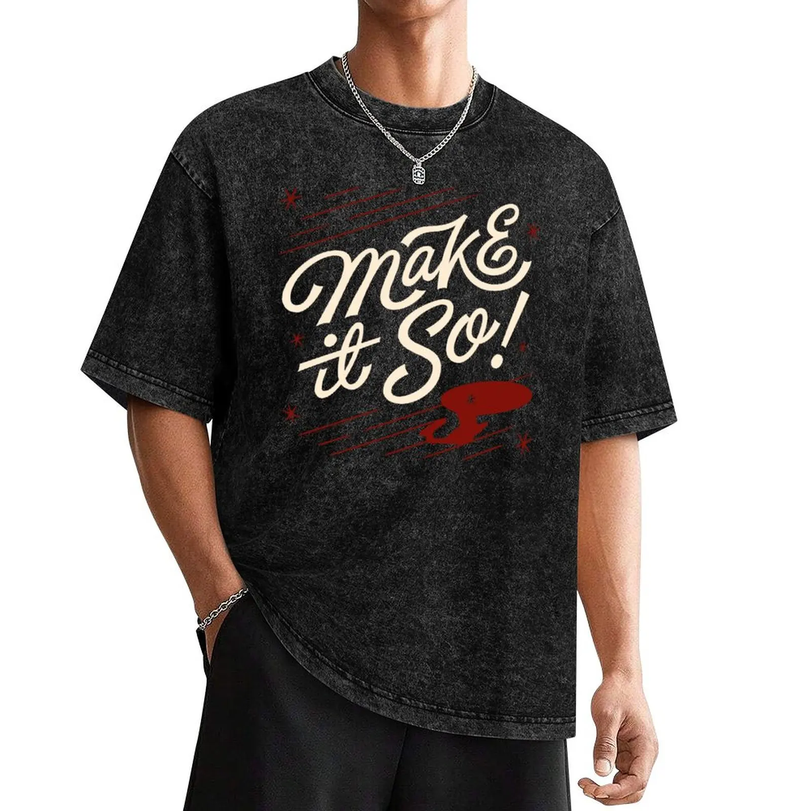 

Star Trek: The Next Generation Retro Enterprise Make It So! T-Shirt Man t-shirt customizeds oversized t shirts for men
