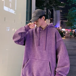 2024 Spring Autumn Men Hoodies Fashion Hip Hop Hooded Oversized Sweatshirt Solid Casual Streetwear Loose Hoody Sweatshirts M-5XL