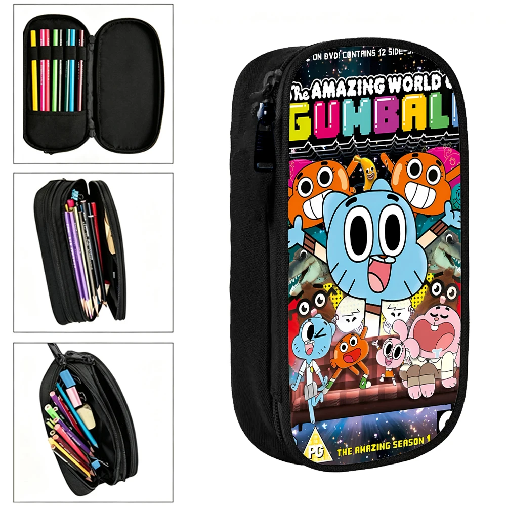 The Amazing World Of Gumballs Pencil Case New Pen Box Bag Girl Boy Large Storage School Supplies Zipper Pencil Pouch