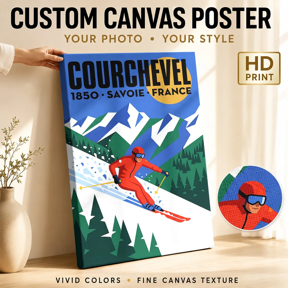 Courchevel Ski Canvas Poster Custom Modern Aesthetic Canvas Wall Art for Living Room Bedroom Decor Ready to Hang Gift for Fans