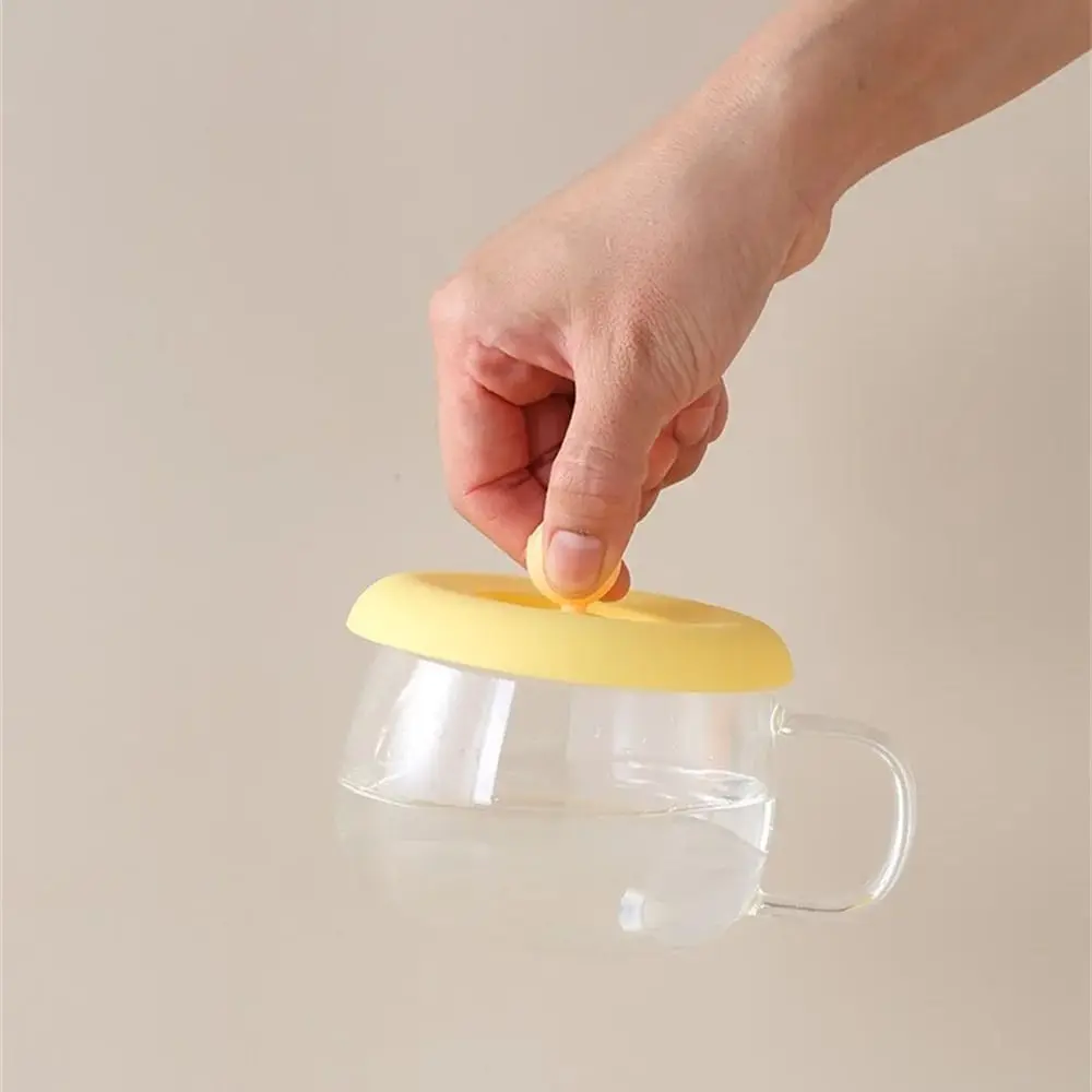 with Spoon Holder Silicone Cup Cover Round Heat-Resistant Lid Water Cup Lid Anti-dust Leak-Proof Coffee Mug Sealed Cap