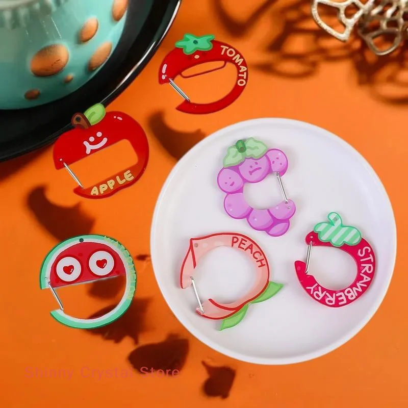 

Cute Acrylic Cartoon Keychain Fruit Shape Climbing Button Carabiner Bag Pendant Hook