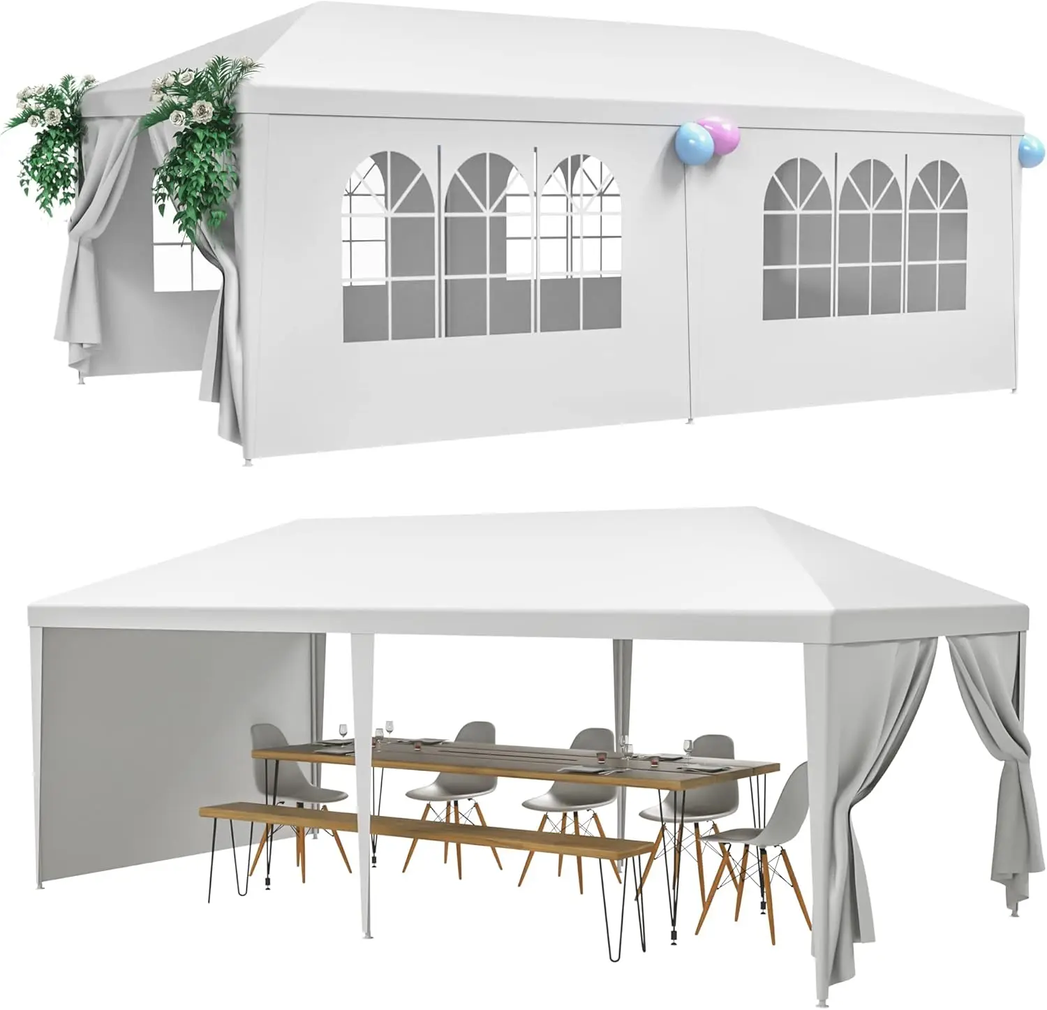 

10'x20' Outdoor Canopy Tent Camping Gazebo Storage Shelter Pavilion Cater for Party Wedding Events BBQ w/4 Removable Enclosure S