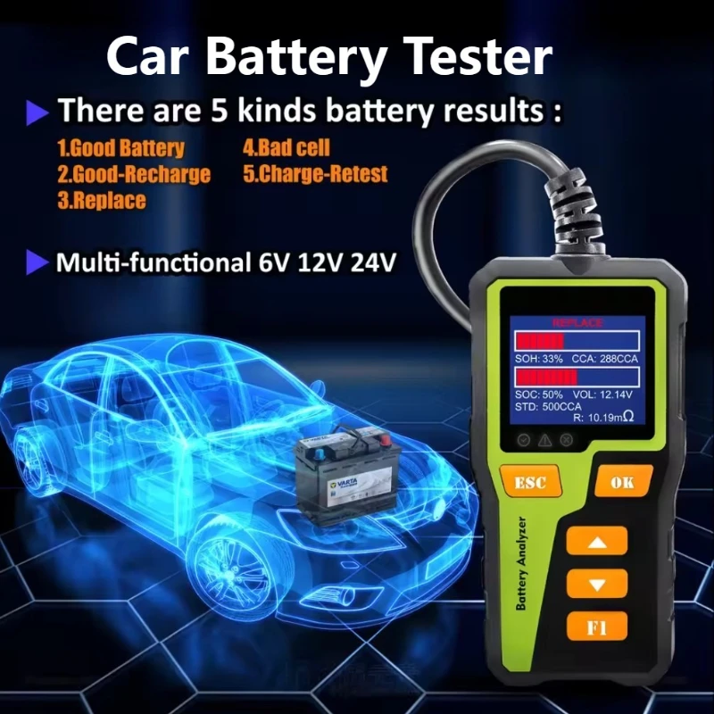 

Car Battery Tester Battery System Detection Car Battery Analyzer CCA Battery Detection Diagnostic Tool Battery Analyzer Tools