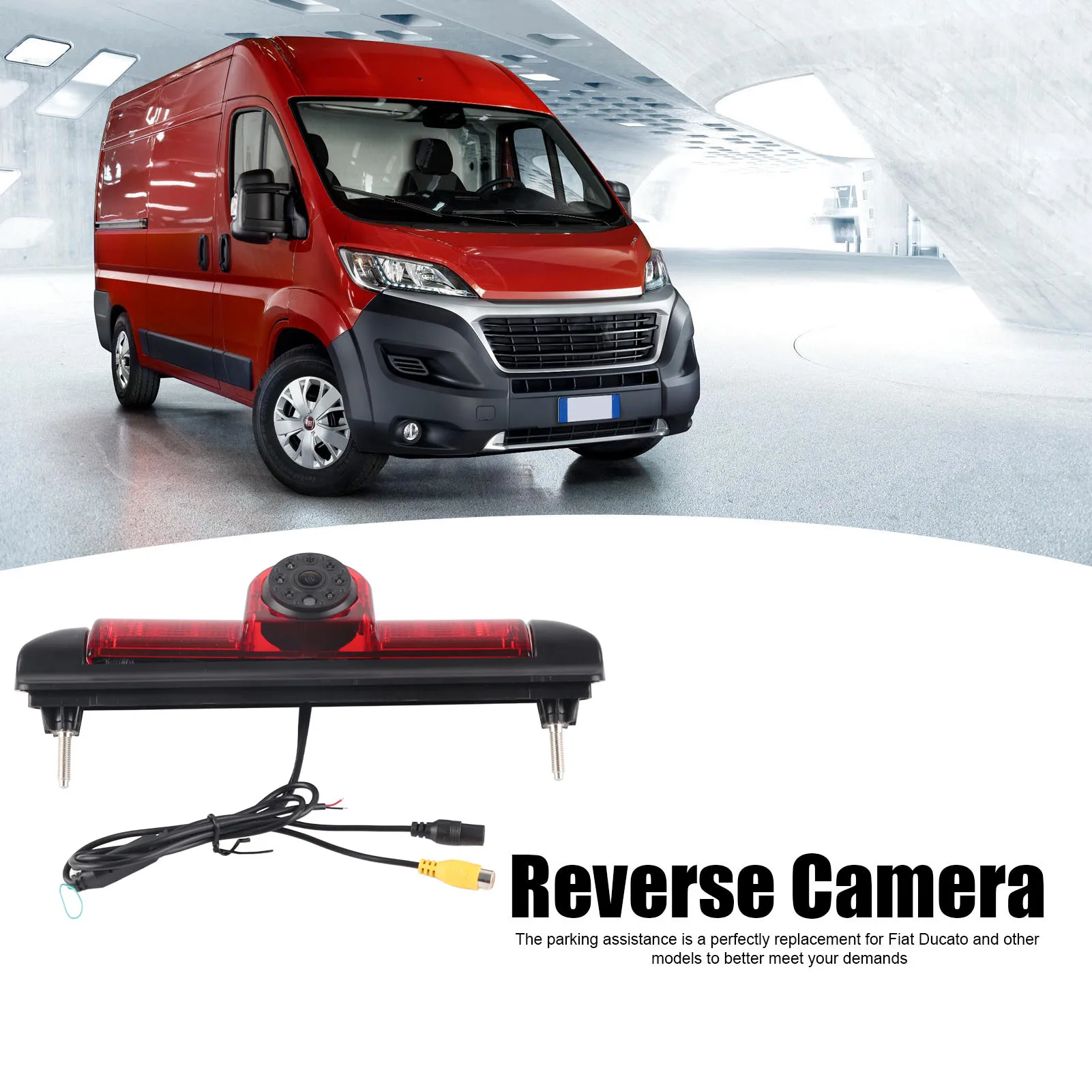 Car Rear View Reversing Camera 170° HD LED Night Vision Brake Light Camera Replacement for Fiat Ducato/Peugeot Boxer 06-15