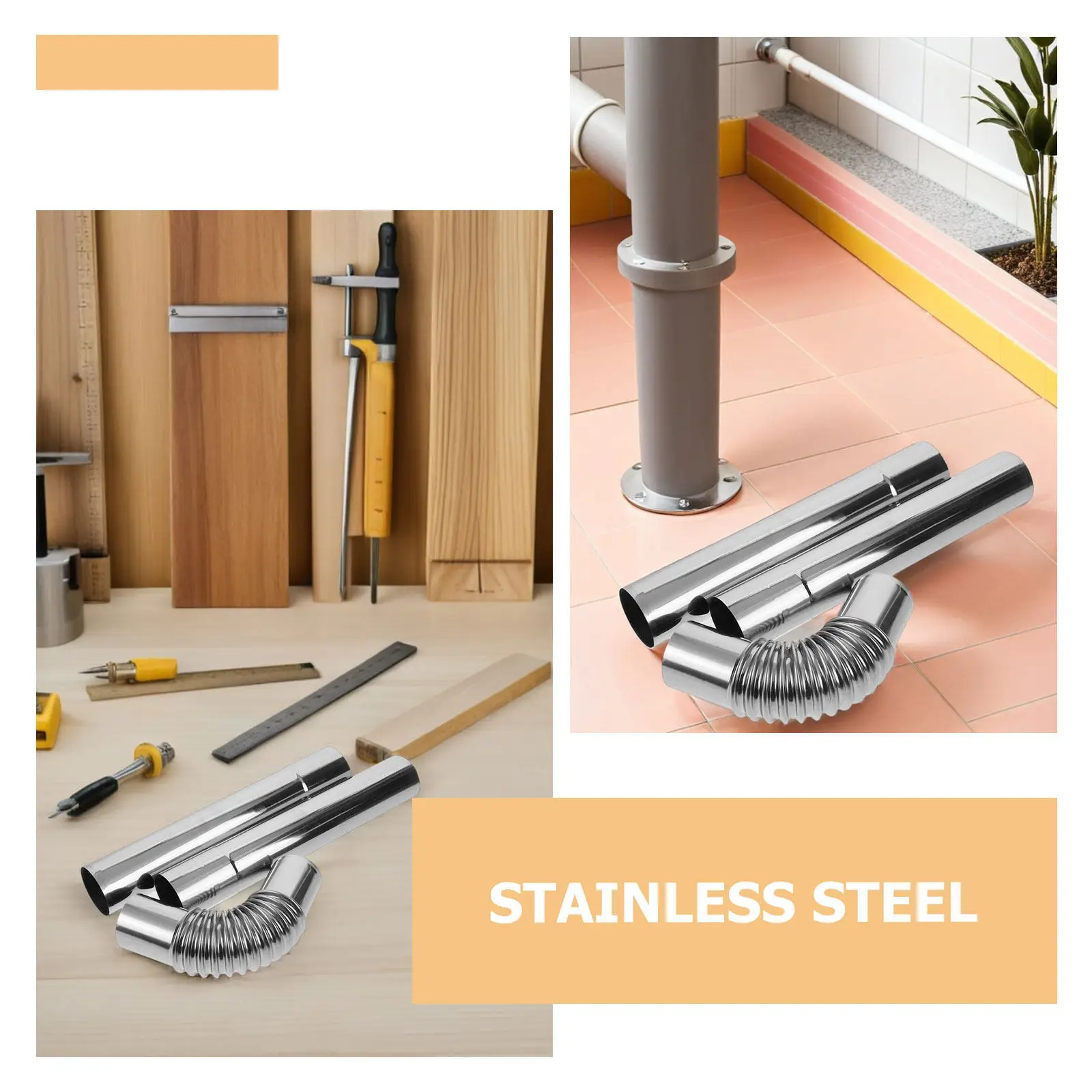 4Pcs Stainless Steel Chimney Flue Pipe Adapter Precision Welded Leak Proof Evacuation Pipe for Wood Stove Pellet Stove
