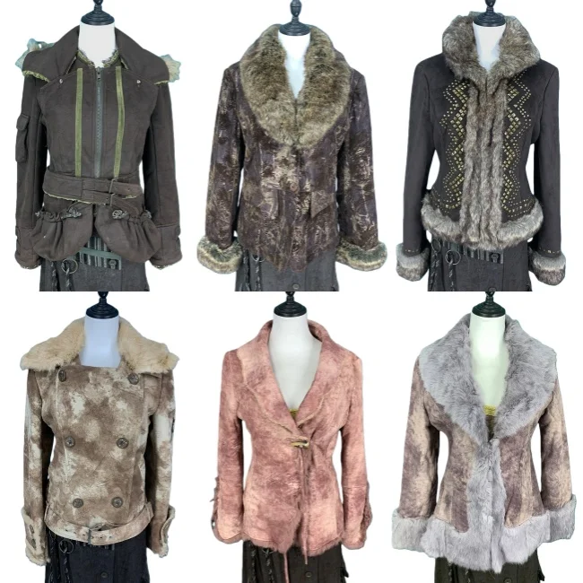 

Винтажный американский кардиган в стиле Spicy Girl с открытым воротом, меховым воротником, в постапокалиптическом стиле, женское шерстяное пальто, уличная одежда