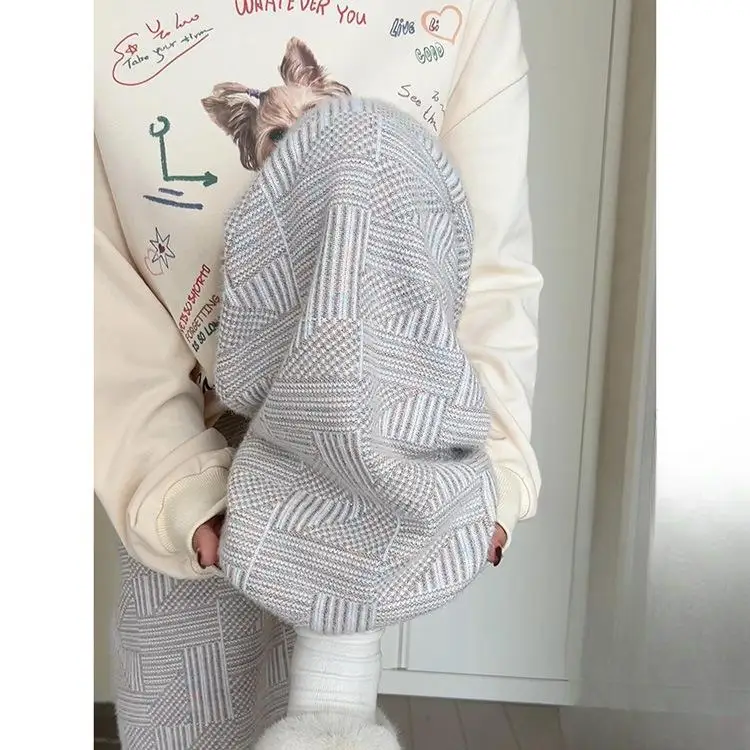 بنطال ذو قصة أرجل واسعة أداء المرأة الخريف فحص مطوي سيدة أنيقة محبوك تنقش عمودي العطاء مكتب مريح عصري