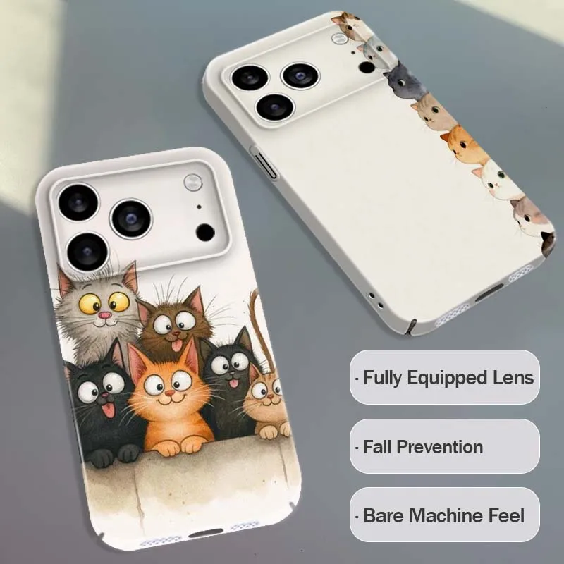 

Cute Cat Pattern Art For Apple iPhone 17 16 16E 15 14 13 12 11 Air Pro Max Plus Feilin Protective Shell Phone Case