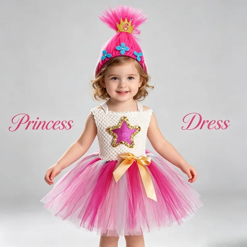 

Magic Elf Tutu Dress 4 Colors Tulle Party Costume with Headwear Carnival Cosplay Outfit Birthday Celebration Princess Daily Wear