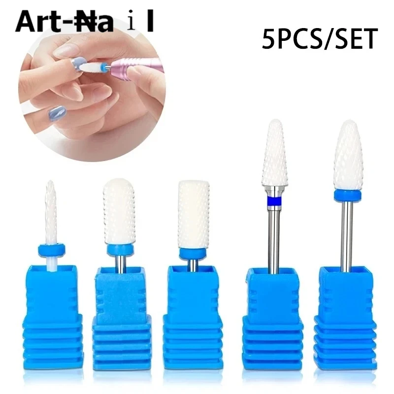 

5Pcs/Set Ceramic Nail Drill Bits Electric Drill Machine Nail Cutter Bits Nails Accessories Tools For Manicure Pedicure Tools