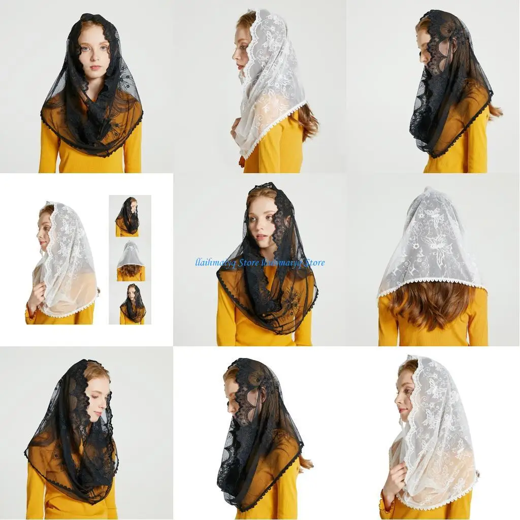 

573B Lace Chapel Veil Scarf Church Scarf Mantilla Veil Catholic Church Veil Lace