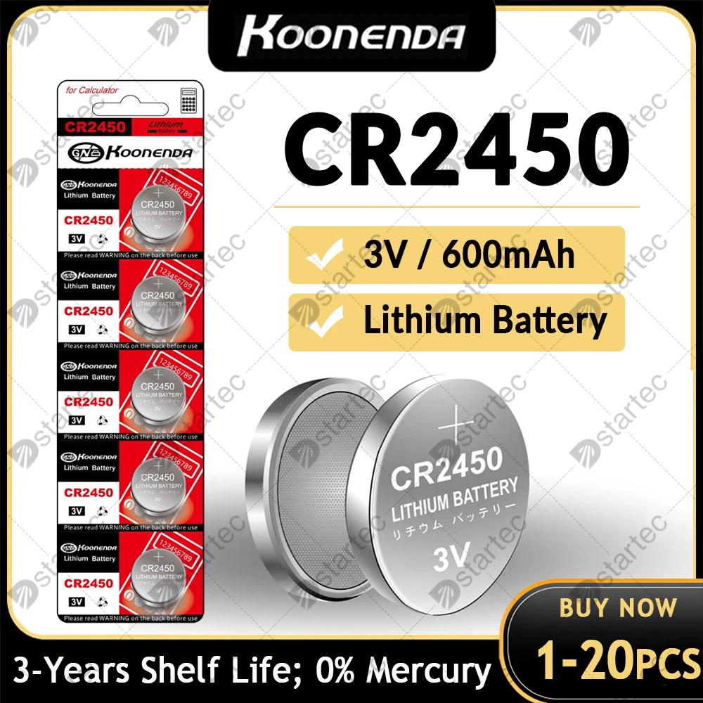 1 Stück-20 Stück CR2450 3V Lithium Batterie, CR 2450 DL2450 Knopfzellenbatterien für Medizin, Fitnessgeräte, Uhren, CR Lithium 3 Volt Zelle