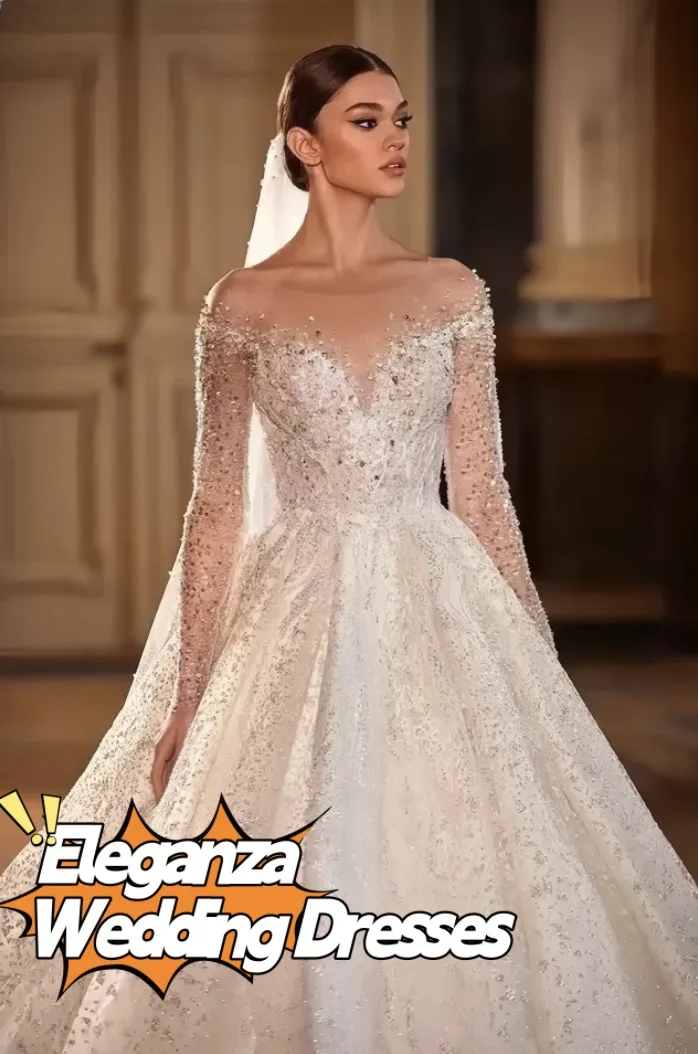 

Customized Luxury Wedding Dresses for Women Long Sleeve Princess Sparkling Beaded Bridal Dress Vestidos De Novia 1
