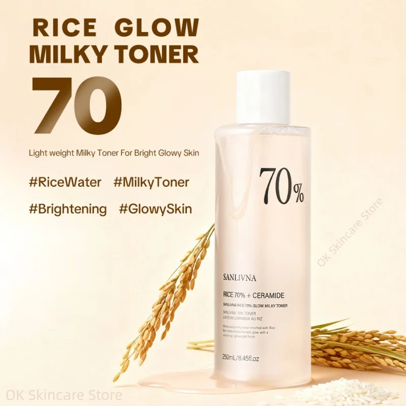 

Korean Rice 70 Glowing Milky Toner Brightening Niacinamide Serum Toner Face Toner for Glass Skin Face Care Beauty Products 250ml