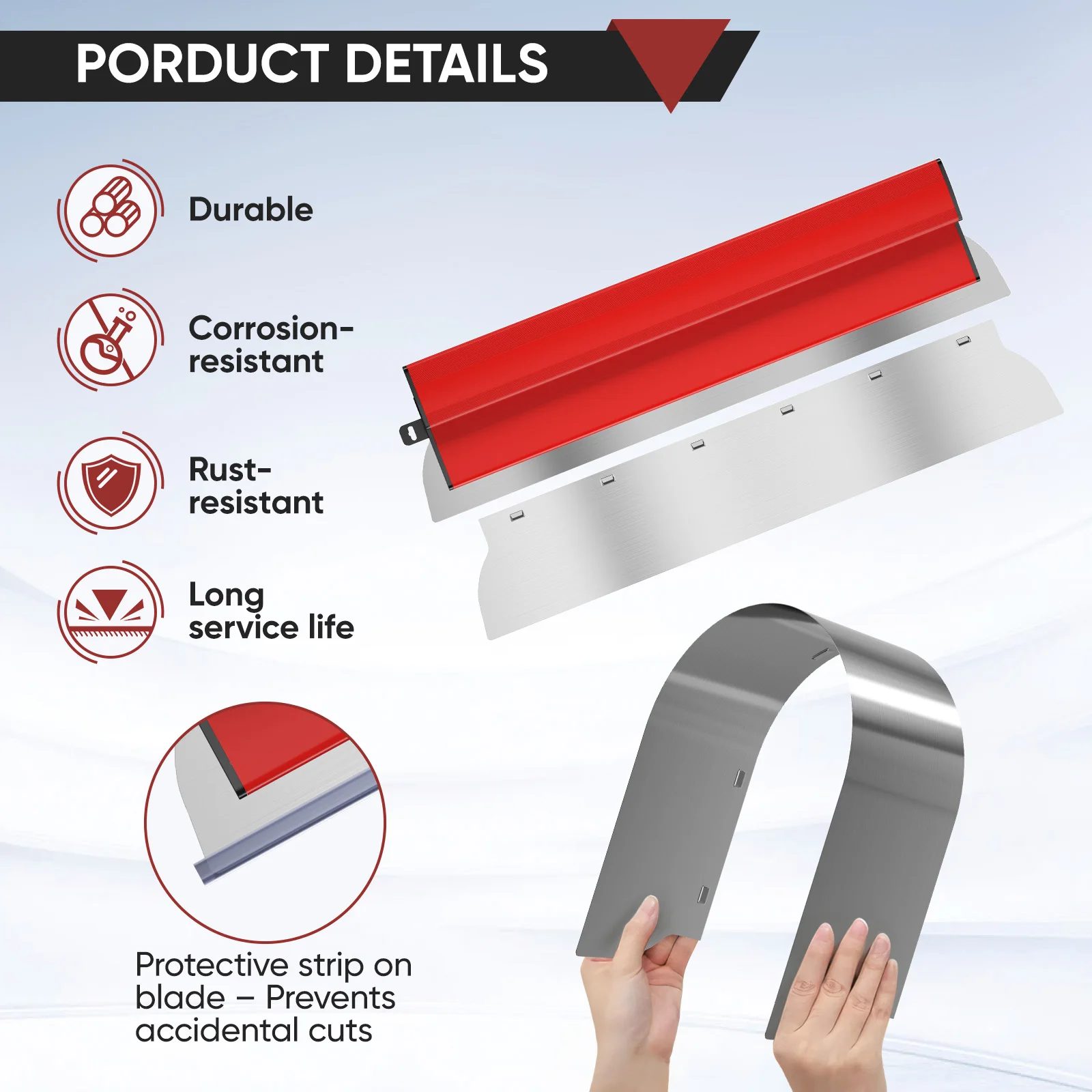 25/40/60/80 سنتيمتر 4 قطعة دريوال القشط تنعيم ملعقة للجدار الأبيض ضربة أسفل مقذوف الفولاذ المقاوم للصدأ أدوات البناء