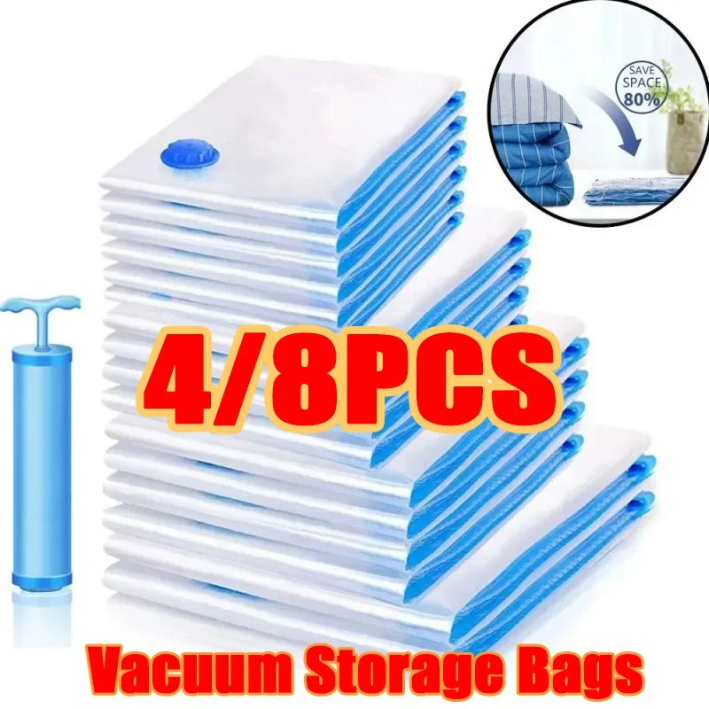 7Sizes Reusable Vacuum Bags or Electric/Hand Pump Vacuum Compression Sealer Bag Mini Vacuum Sealer Machine for Clothes Organizer
