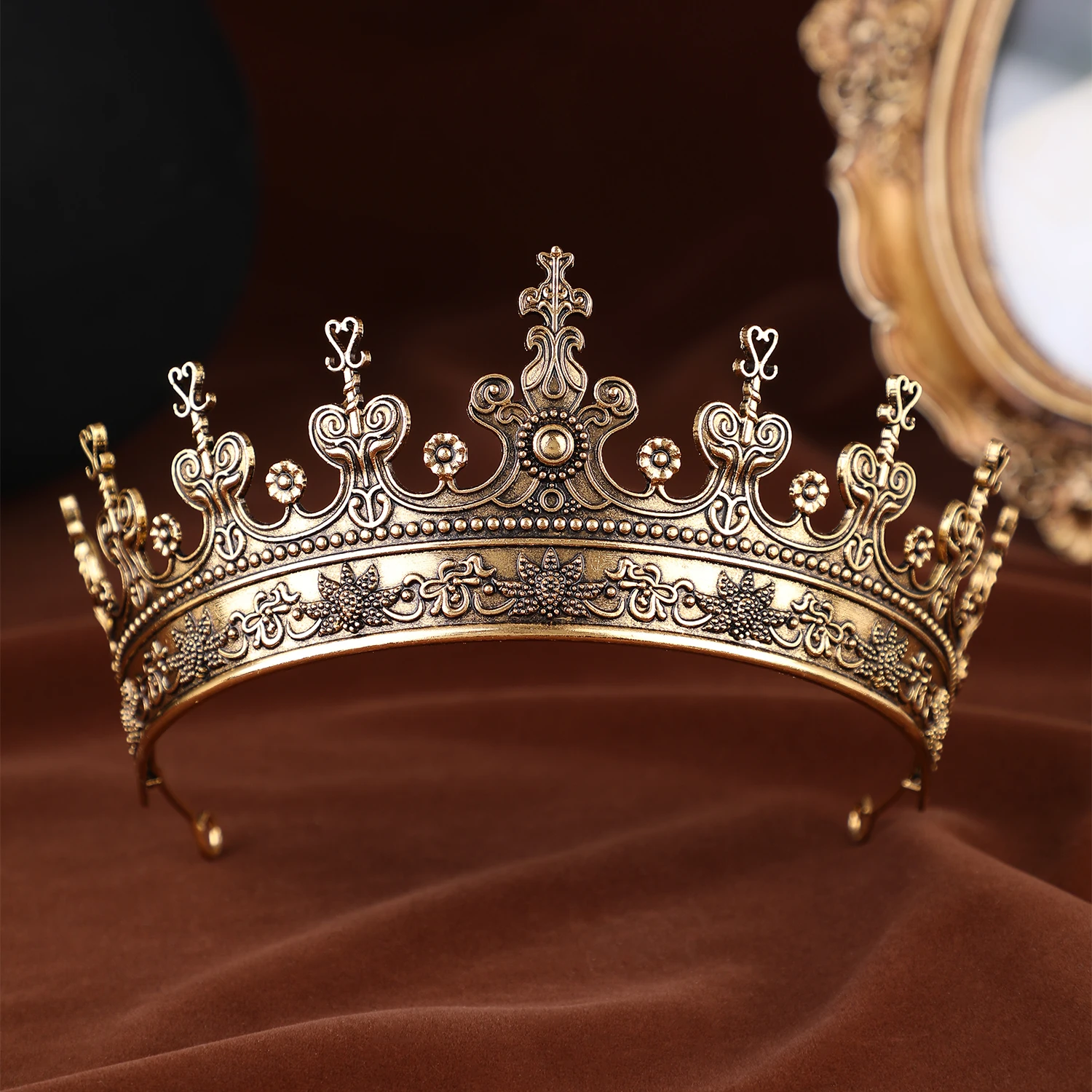 Unisex Golden Medieval Crown Renaissance Period Costume Accessory Prince Princess Birthday Masquerade Ball Halloween Headpiece image 4