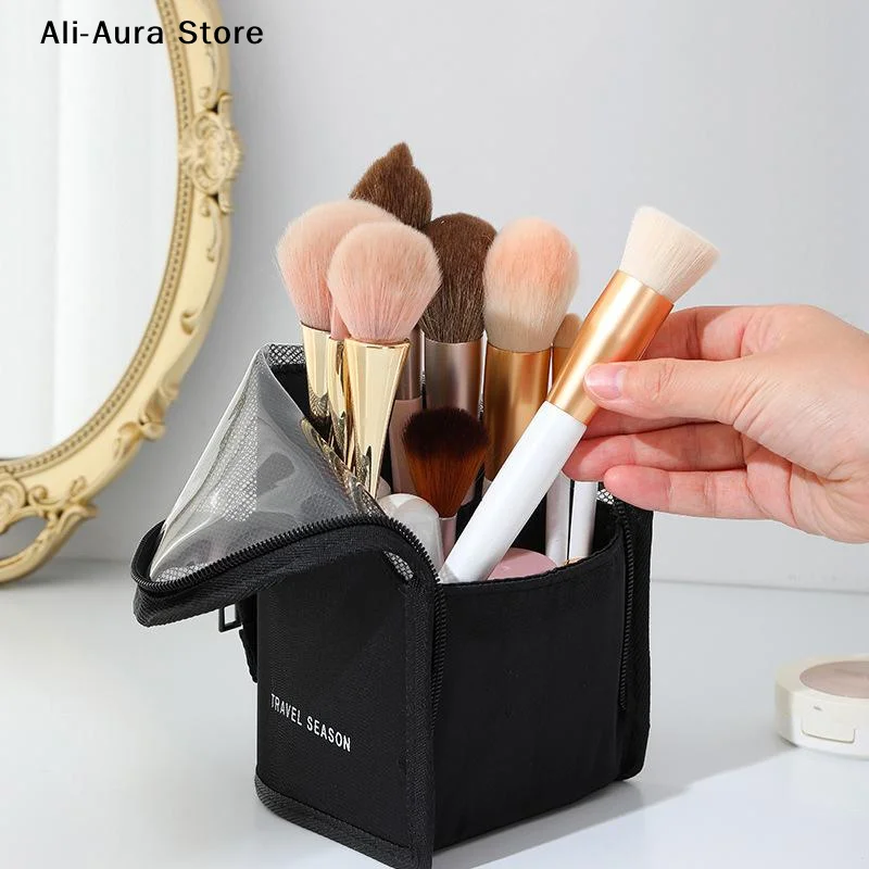 1Pcs Makeup Brush Case Stand Zipper Cosmetic Bag Makeup Brush Holder Organizer Travel Waterproof Cosmetic Bag Makeup Brush Bag