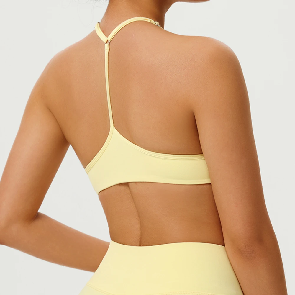 女性用衝撃吸収ヨガブラ 夏用通気性快適プロフェッショナルトレーニング＆フィットネスウェア ソリッドヨガスポーツブラ