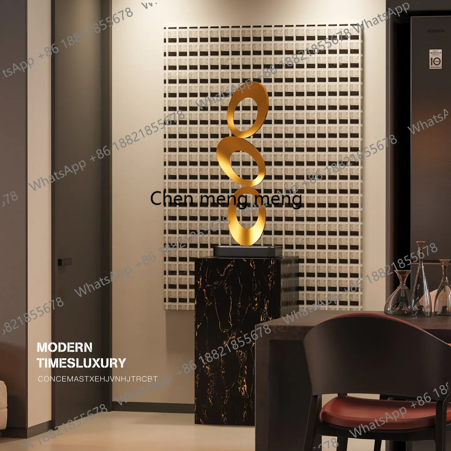 X  Modern light luxury sculpture marble floor ornament hotel lobby entrance Italian soft decoration