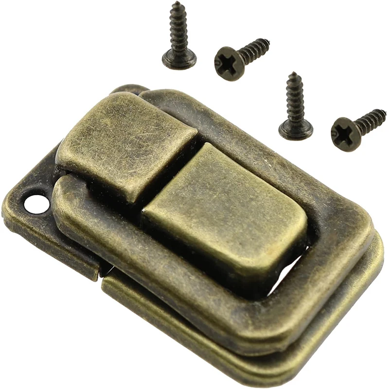 4 Stück Retro-Box-Haspeln, Kippschloss-Verriegelung, Fänge für Schmuckschatulle, gewöhnliche Box, Geschenkbox, Holzkiste, Silber oder Bronze, 38 x 25 mm