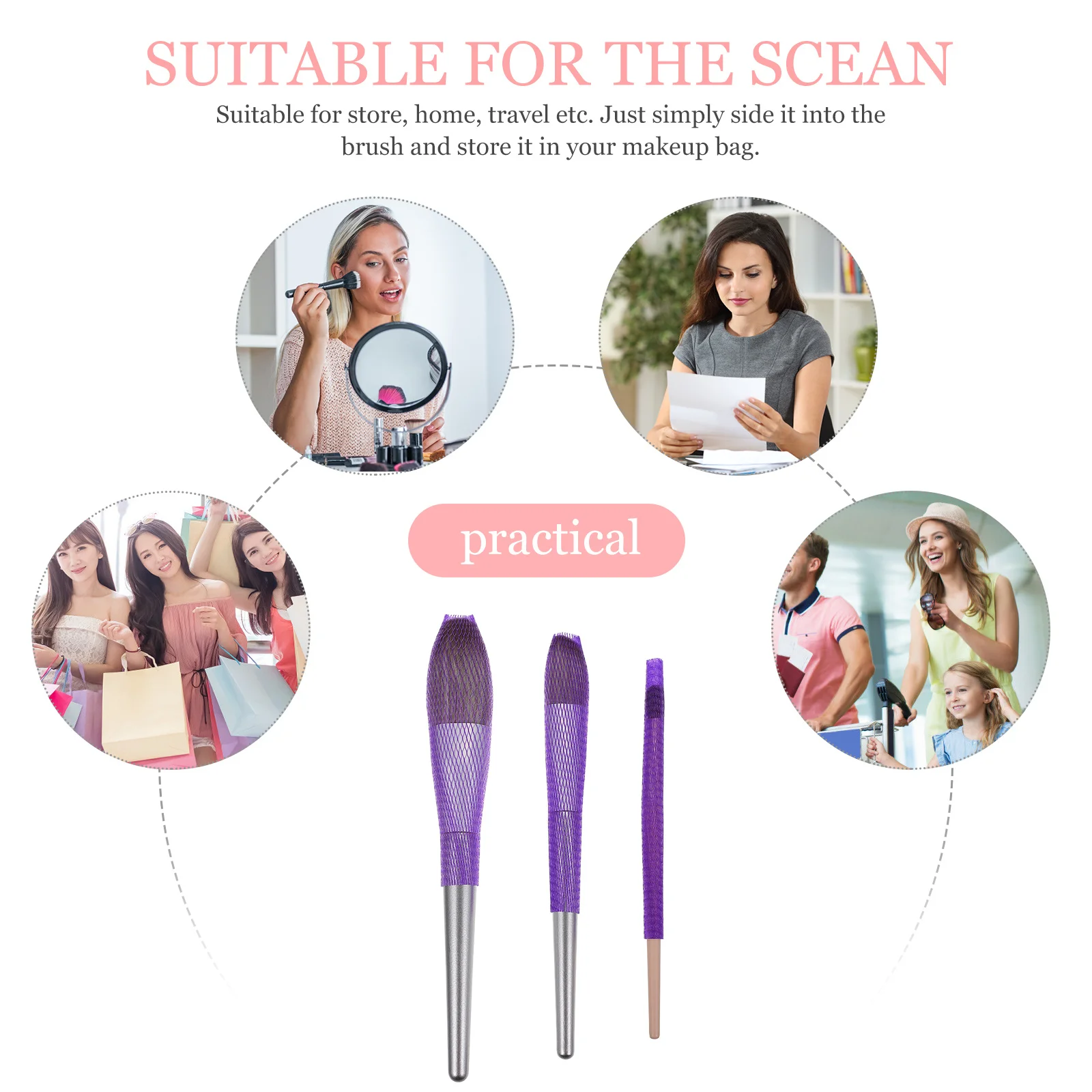 150 قطعة فرشاة حامي الشعر غطاء شبكي لفرش المكياج قابلة لإعادة الاستخدام توسيع أداة كم شبكة واقية لبودرة أحمر الخدود الظل