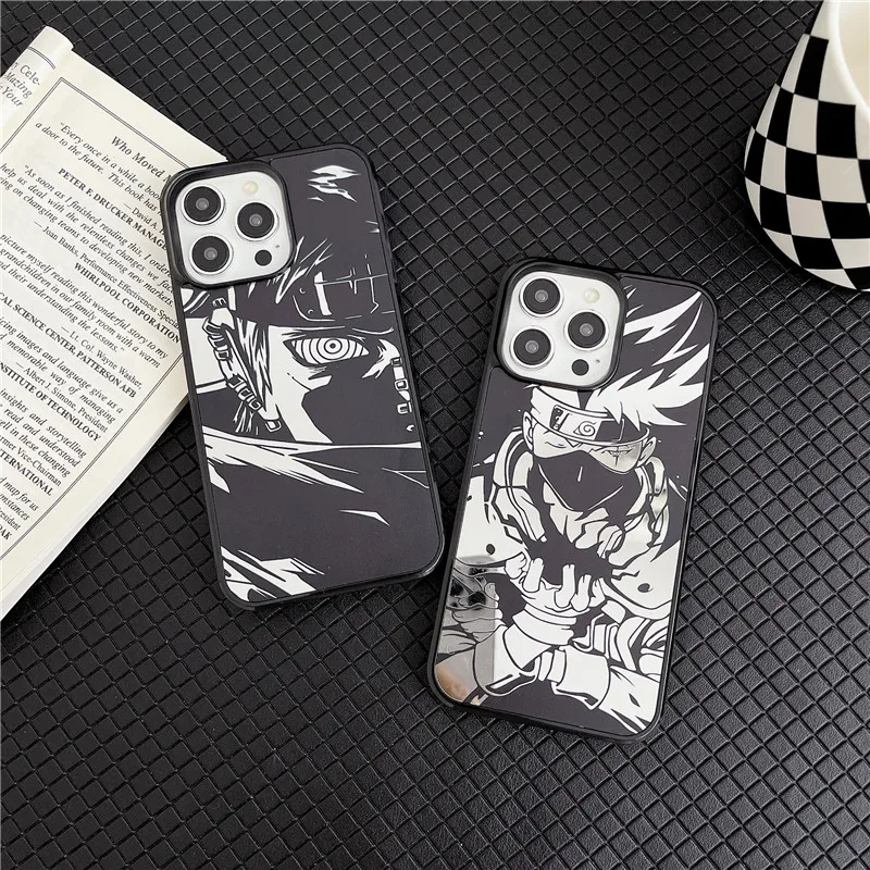 Anime N-Narutos Phone Case for iPhone 13 14 15 16 Pro Max Plus Kakashi Pain Magnetic For Magsafe Wireless Charging mirror Cover