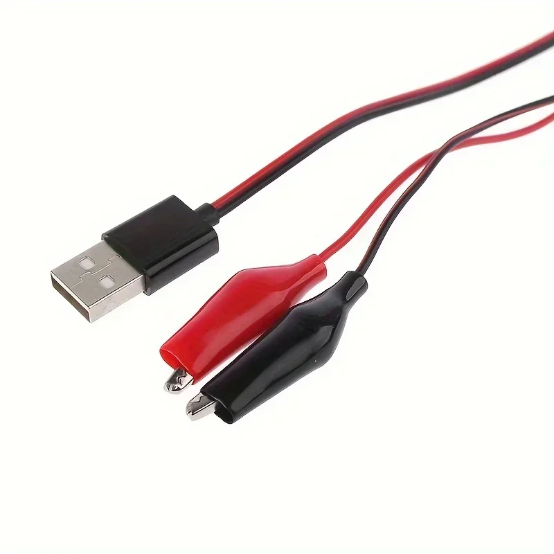 60CM USB To Alligator Clip Test Cable Male/Female Connector with Red Black Crocodile Clamps 5V Test Connection Cable