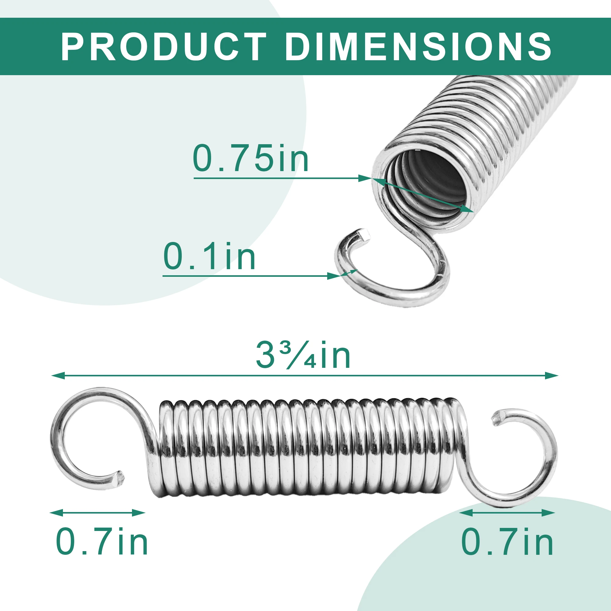 95mm[3.75inch] Stainless Steel Replacement Recliner Sofa Chair Mechanism Tension Spring - Long Neck Hook Style (Pack of 2)