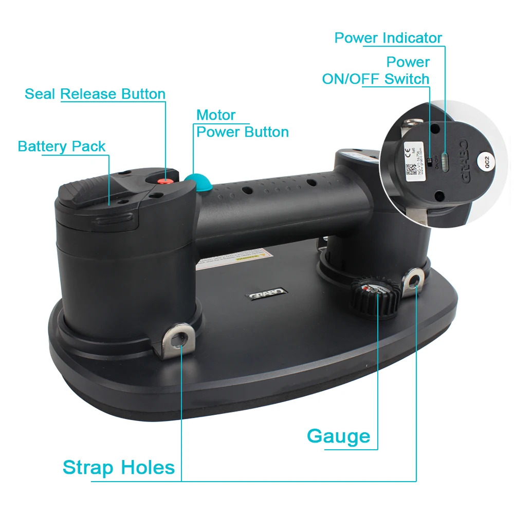 Professional Portable Electric Vacuum Suction Cup Lifter for Glass Tile Wood Wall Stone Granite Marble