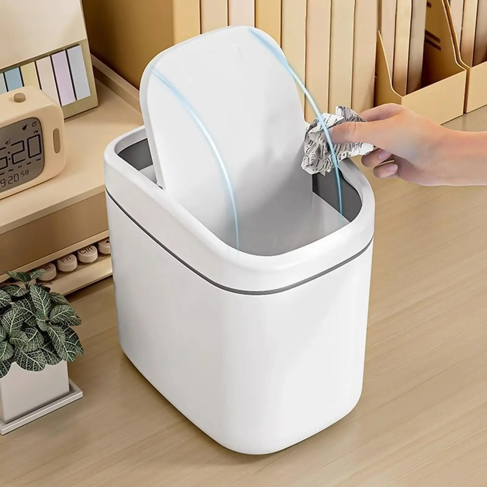 Desktop Trash Can Mini Garbage Can Plastic Dustbin with Shake Cover for Home Office Waste Bins Household Cleaning Storage Box