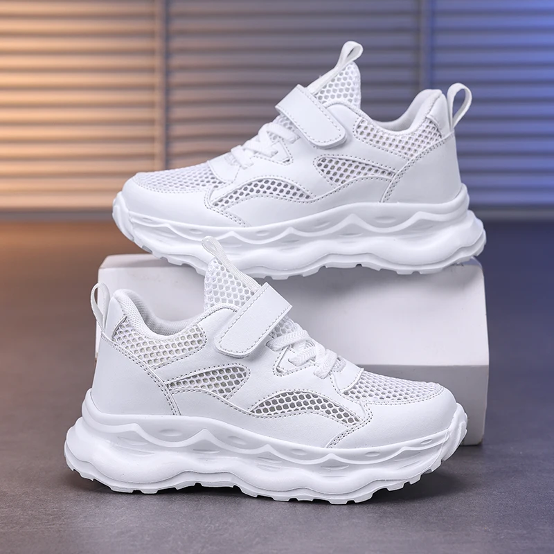 Lightweight Girls Platform Sneaker White Children Shoes Summer Breathable Mesh Comfort Soft Tennis Sports Shoes for Girls