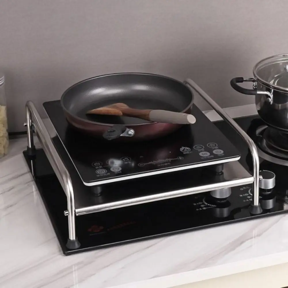 With Handle Induction Cooker Stand Waterproof Anti-Slip Feet Kitchen Counter Rack Space Saving Multifunctional