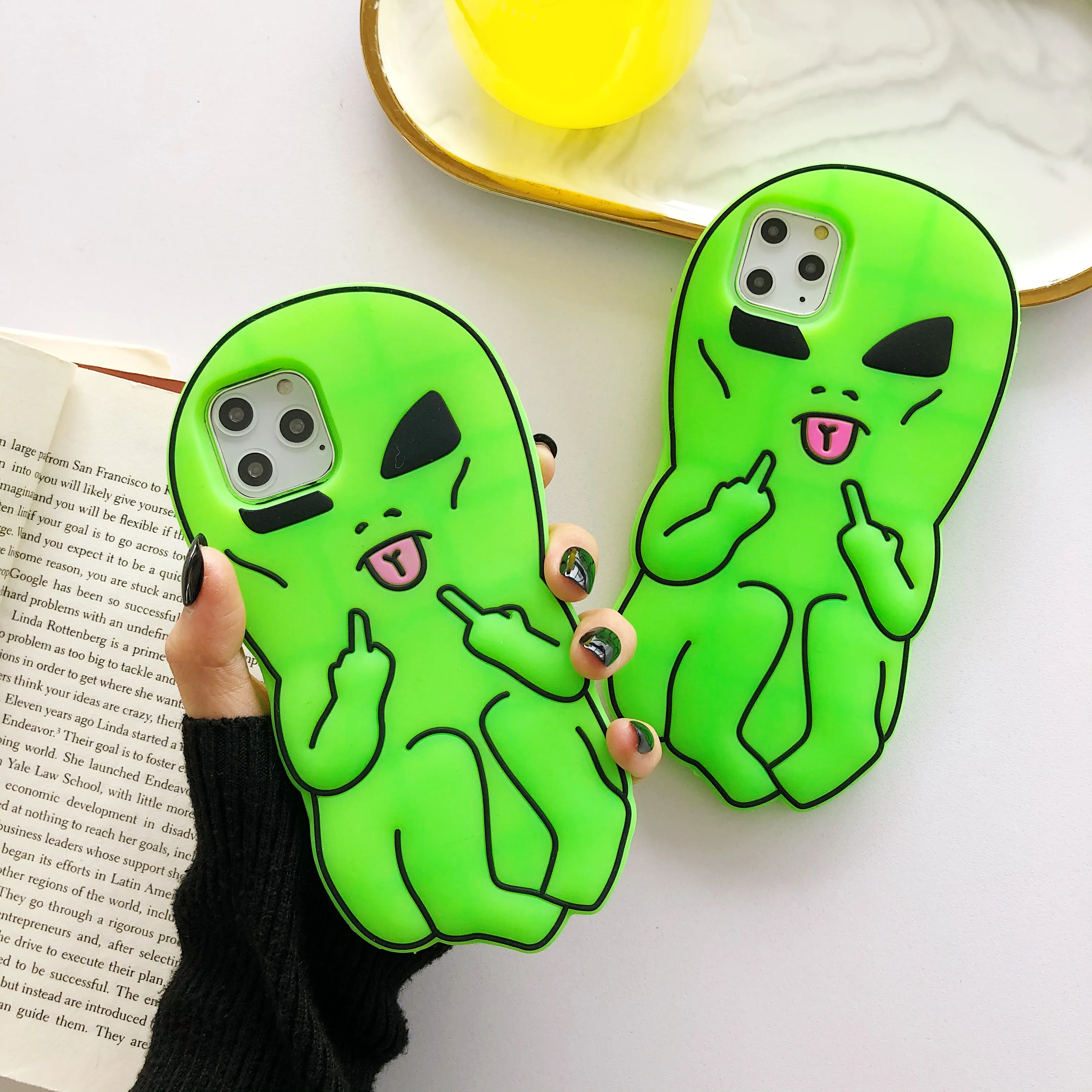 Cute Alien Cartoon Silicone Case For iPhone 16 15 14 13 11 12 Pro Max Cover