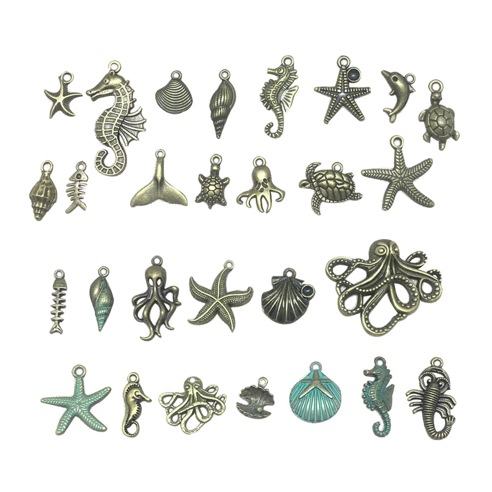 56 Pcs Jewelry Making Charms Marine Animal Alloy Pendant Metal Pendants Findings