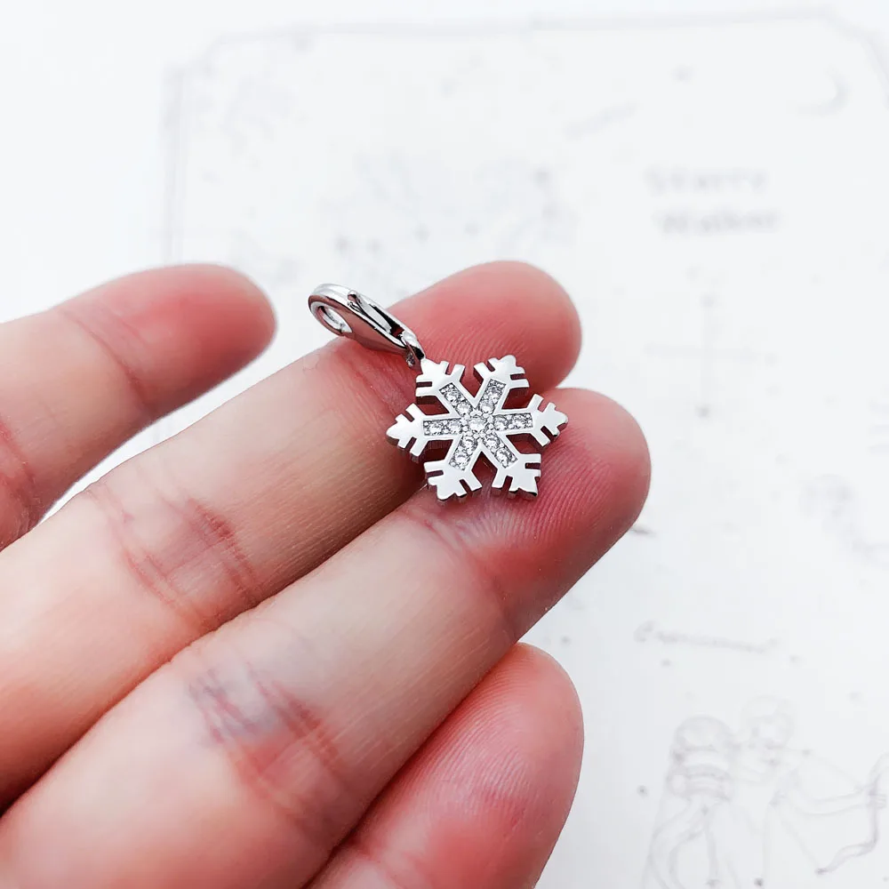 Snowflake Pendant Dangle Charm Hot Sell Europe Winter Fashion Romantic Gift 925 Sterling Silver Pure For Women