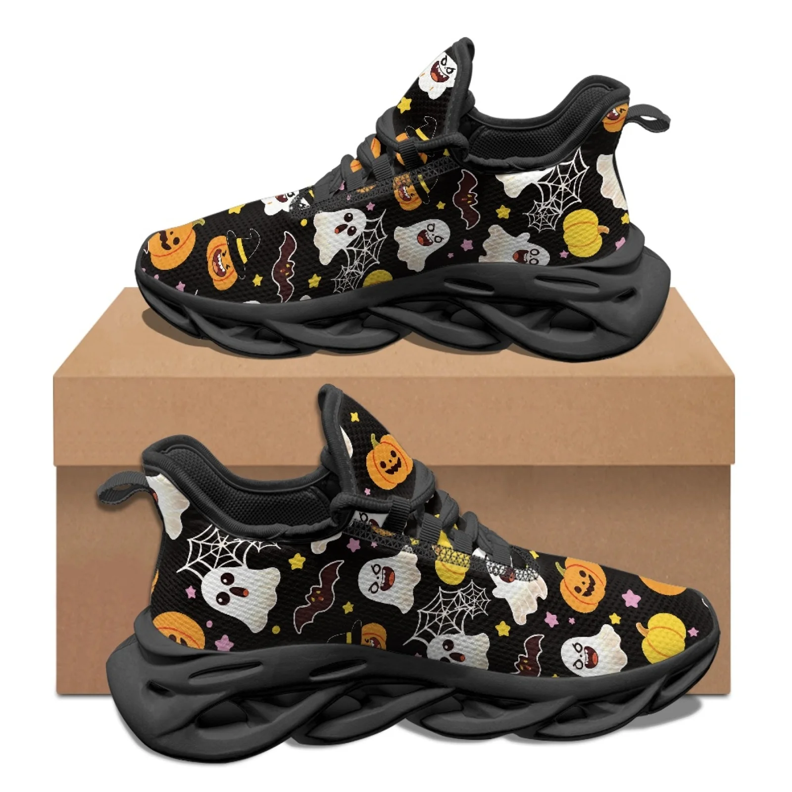 PENSTROLL Pumpkin Ghost Lightweight Athletic Footwear Men’s Blade Sneakers for Student Casual Fashion Sneakers