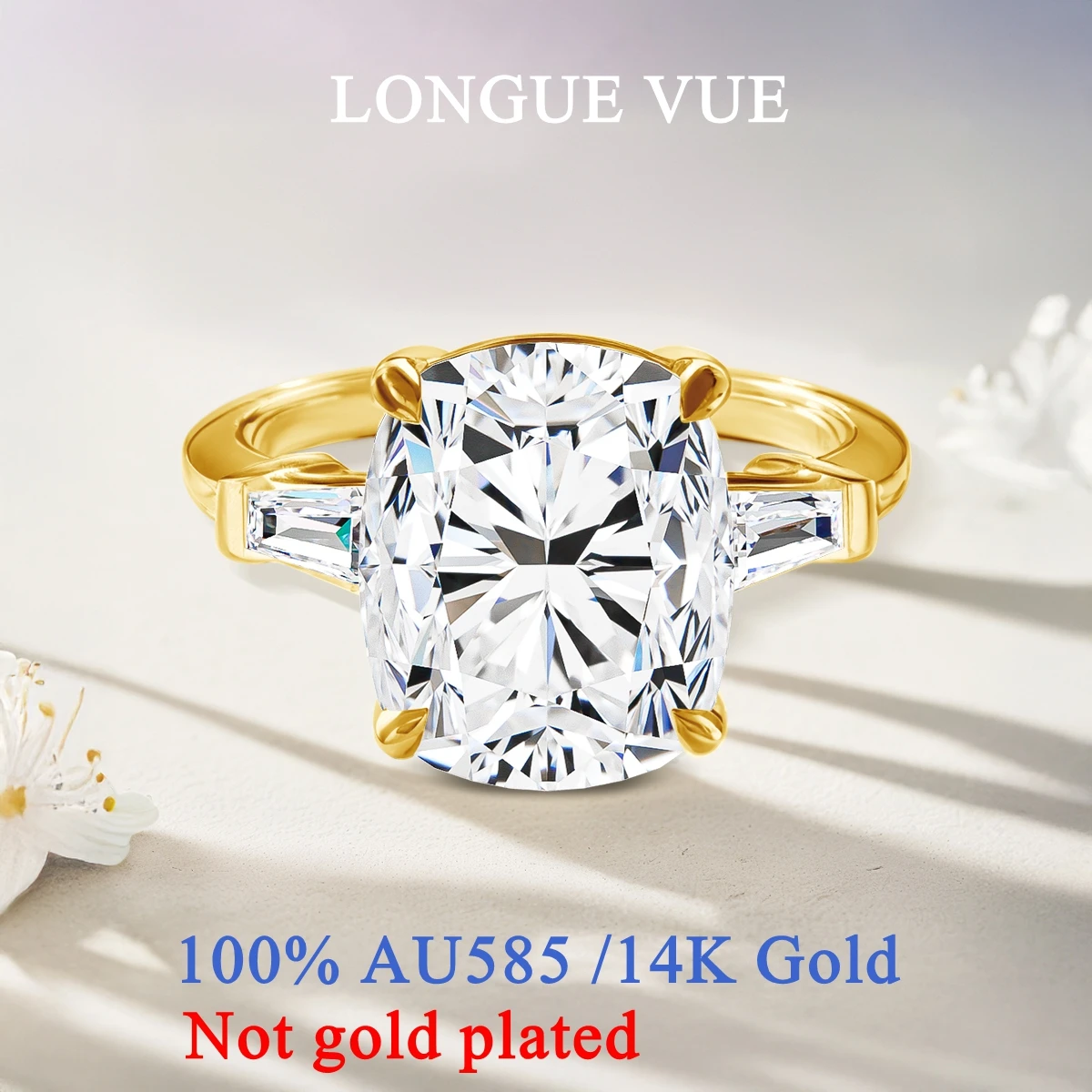 

8ct Cushion Cut Moissanite Wedding Rings for Men Women 14K AU585 old Pillow Crystal Diamond Ring Super Shiny Engagement Jewelry